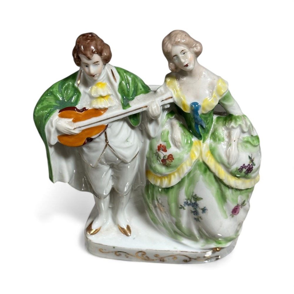 Antique Colonial Style Man & Lady Figurine, Made in Japan